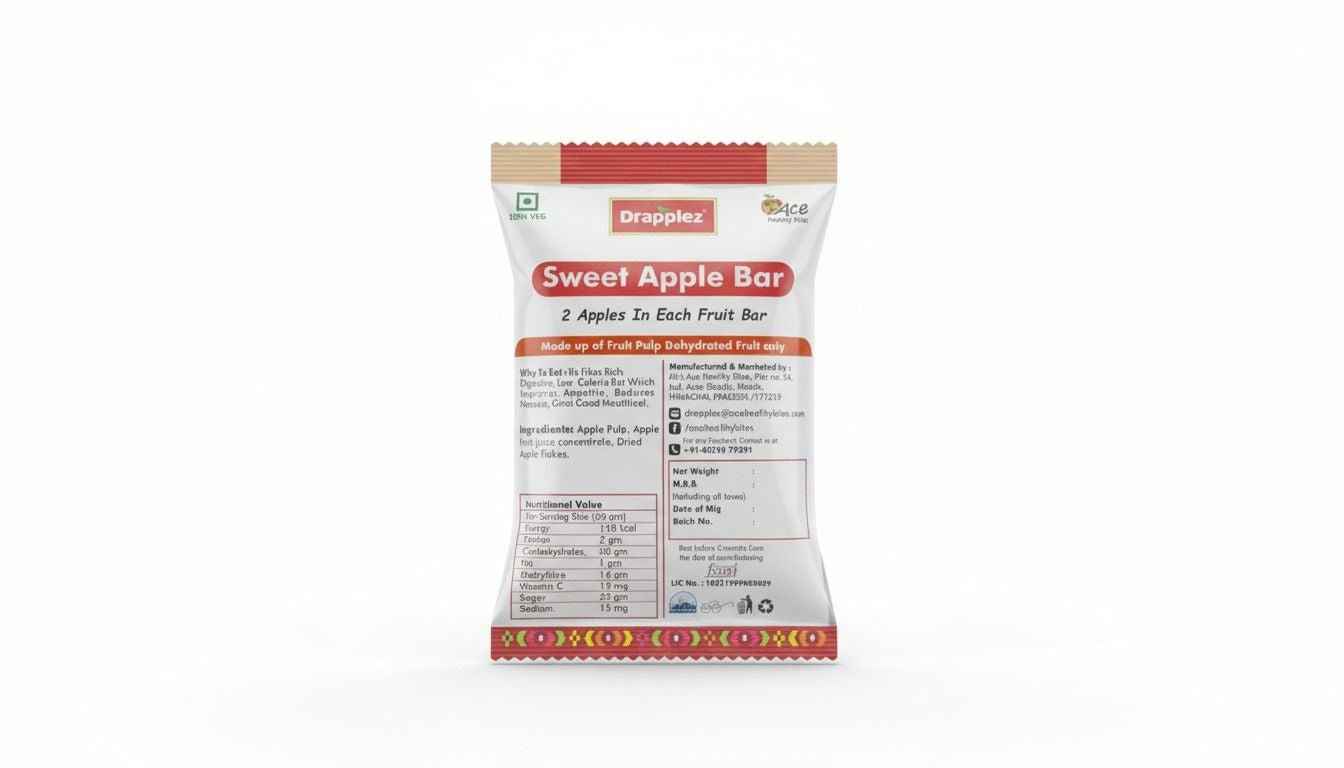 Fruit BAR - Apple Sweet Fruit Bar for Healthy Snacking